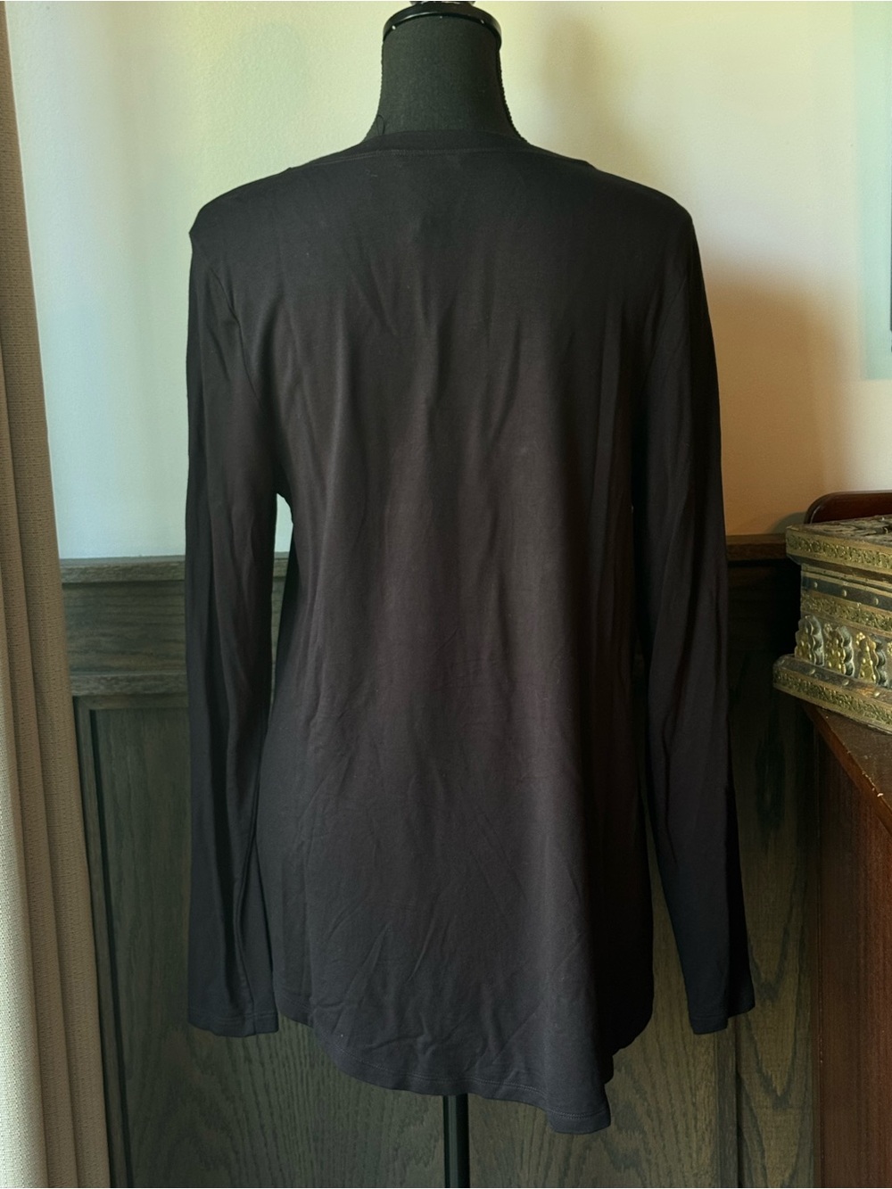 Cabi black peekaboo black long sleeve top medium nwot - Picture 3 of 7